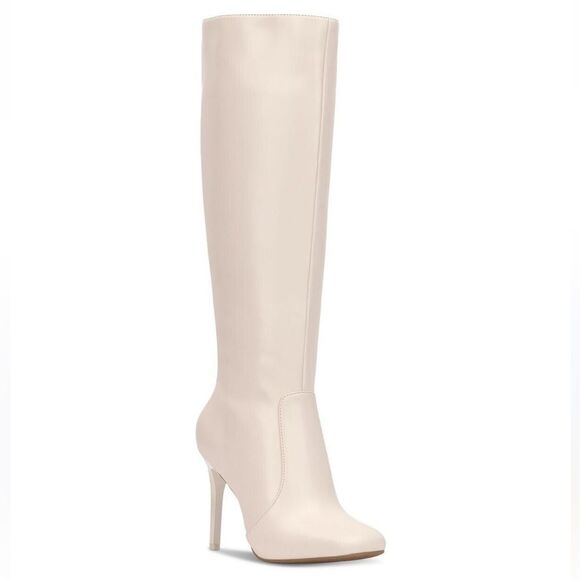 INC Off White Square Toe Knee High Faux LeatherBoots(Size 10) - Picture 2 of 7